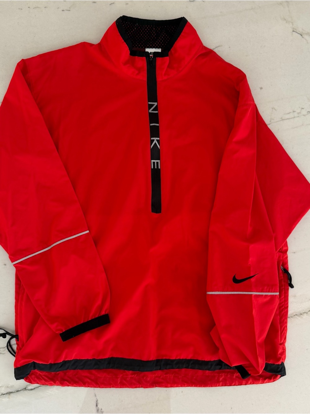 NIKE MENS SIZE LARGE JACKET WINDBREAKER VTG HALF ZIP RED LIGHTWEIGHT PULL OVER